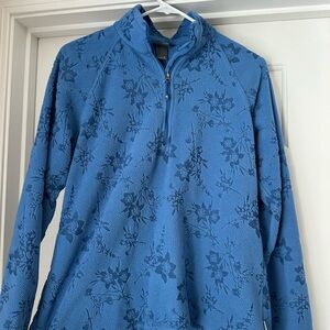 Eddie Bauer Blue Textured Quarter-Zip Top